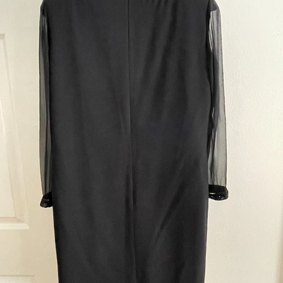 Vintage Bill Blass Knee Length Dress with Silk Sheer Sleeves Size 10 - Picture 7 of 7